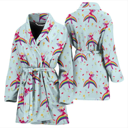 Fairy with Rainbow Print Pattern Women Bath Robe-JTAMIGO.COM