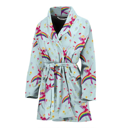 Fairy with Rainbow Print Pattern Women Bath Robe-JTAMIGO.COM