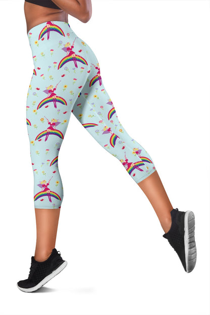 Fairy with Rainbow Print Pattern Women Capris