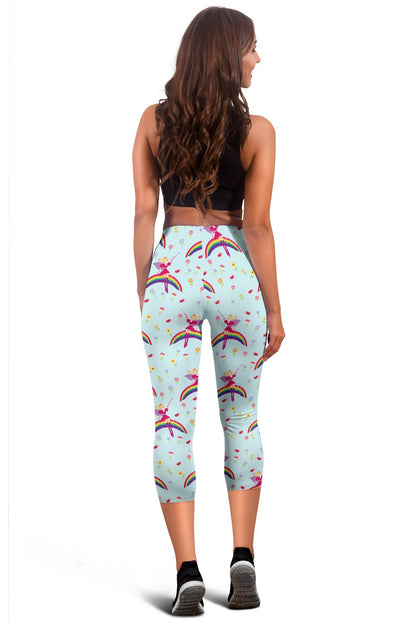 Fairy with Rainbow Print Pattern Women Capris