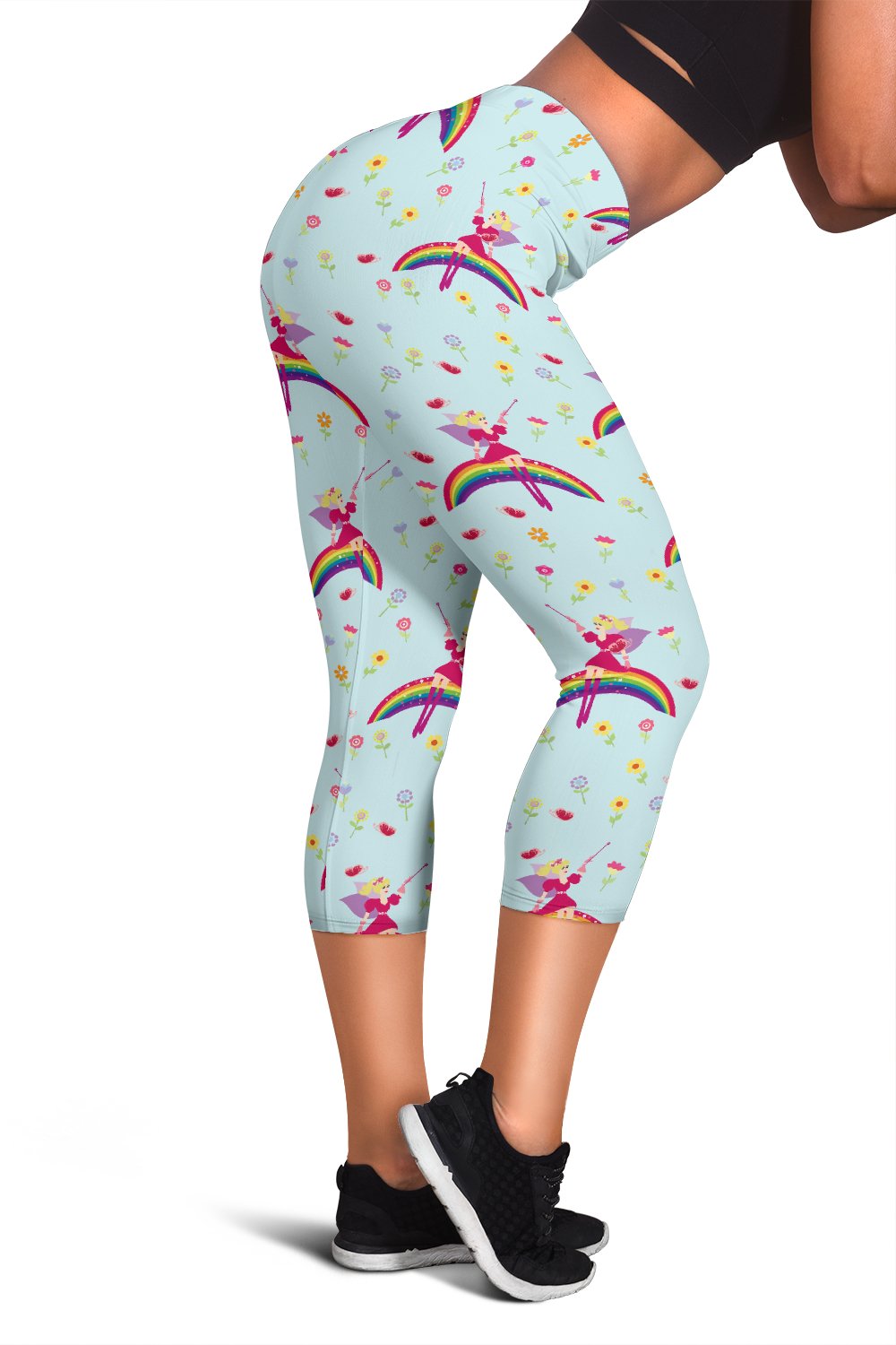 Fairy with Rainbow Print Pattern Women Capris