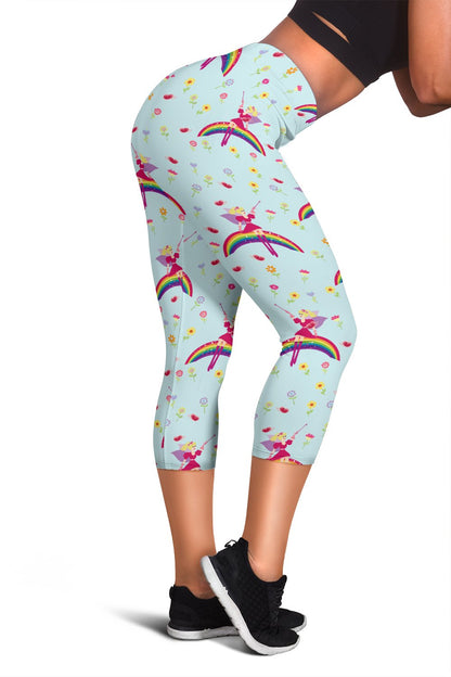 Fairy with Rainbow Print Pattern Women Capris