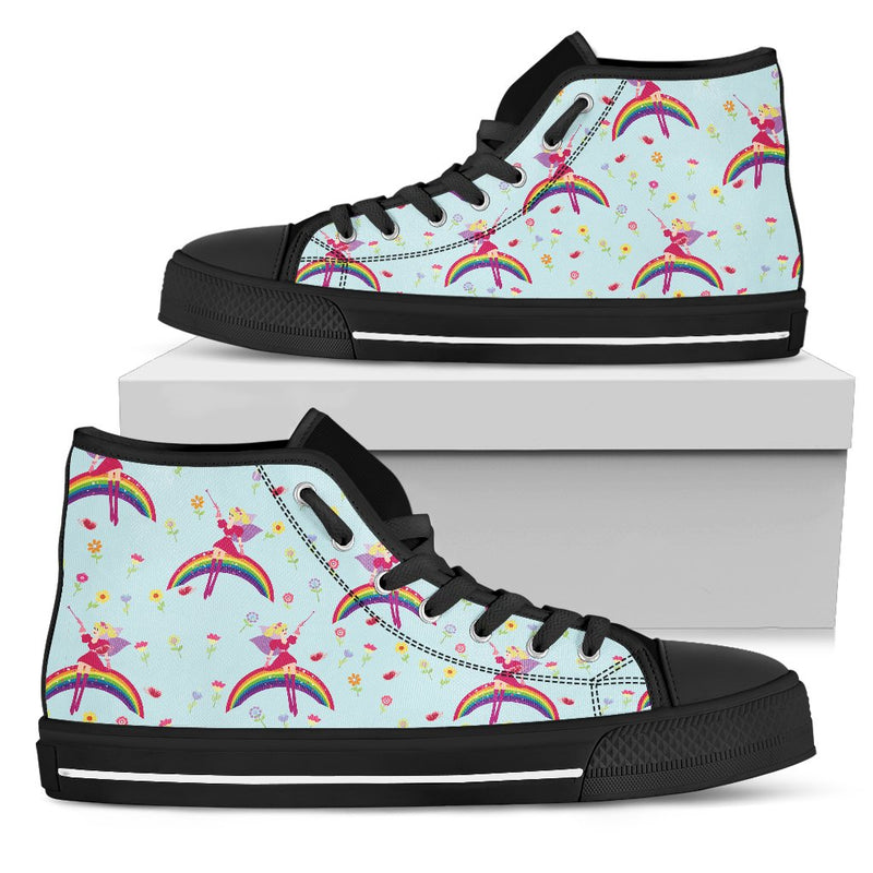 Fairy with Rainbow Print Pattern Women High Top Shoes