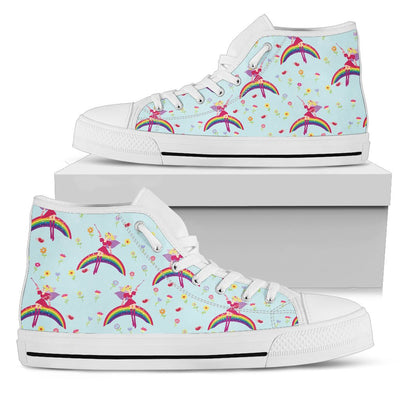 Fairy with Rainbow Print Pattern Women High Top Shoes