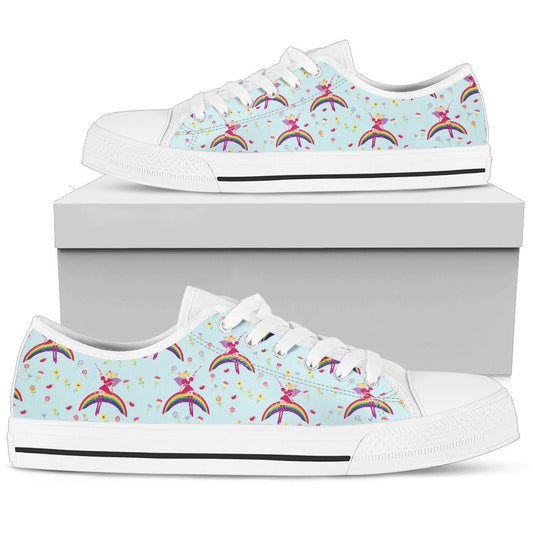Fairy with Rainbow Print Pattern Women Low Top Shoes