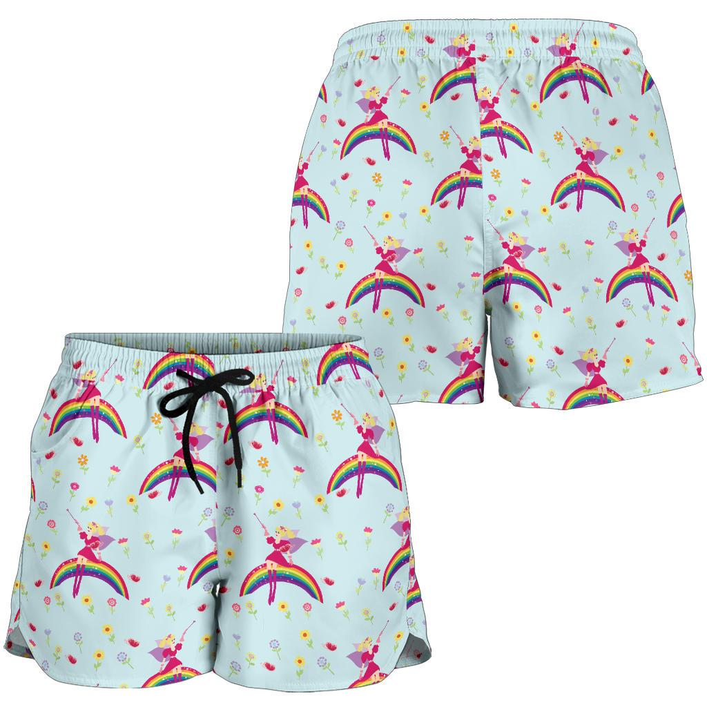 Fairy with Rainbow Print Pattern Women Shorts-JTAMIGO.COM