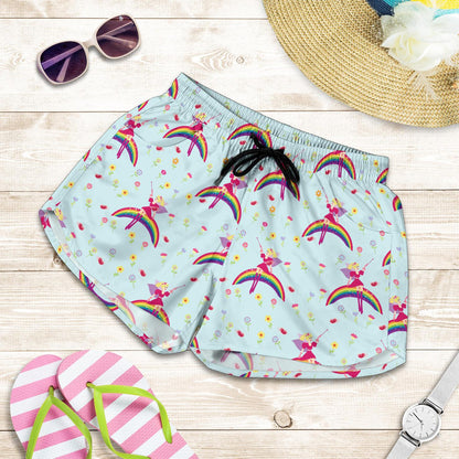 Fairy with Rainbow Print Pattern Women Shorts-JTAMIGO.COM