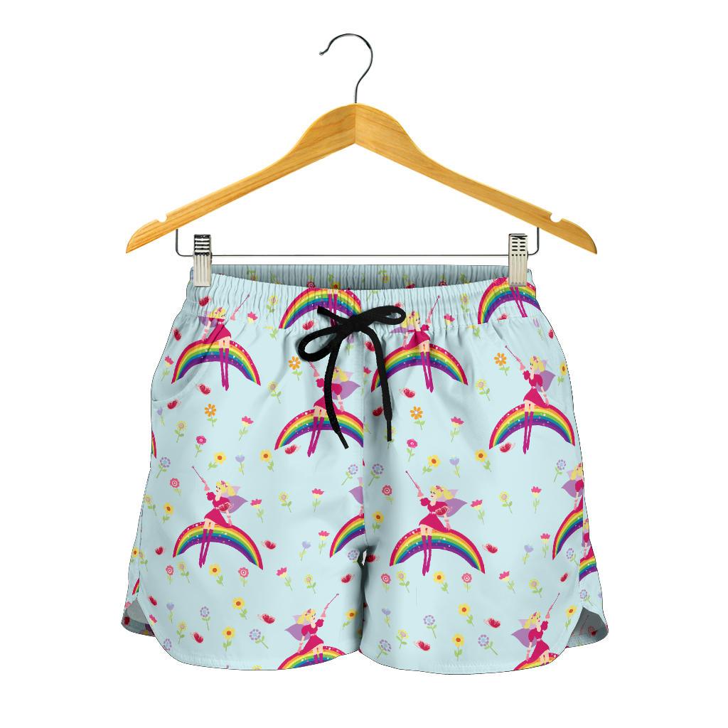 Fairy with Rainbow Print Pattern Women Shorts-JTAMIGO.COM