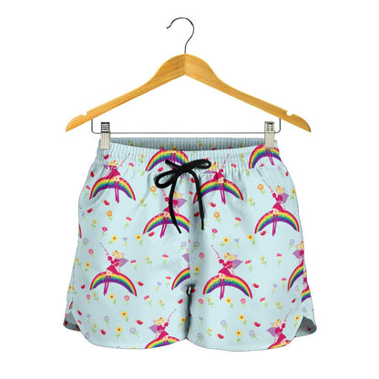Fairy with Rainbow Print Pattern Women Shorts-JTAMIGO.COM