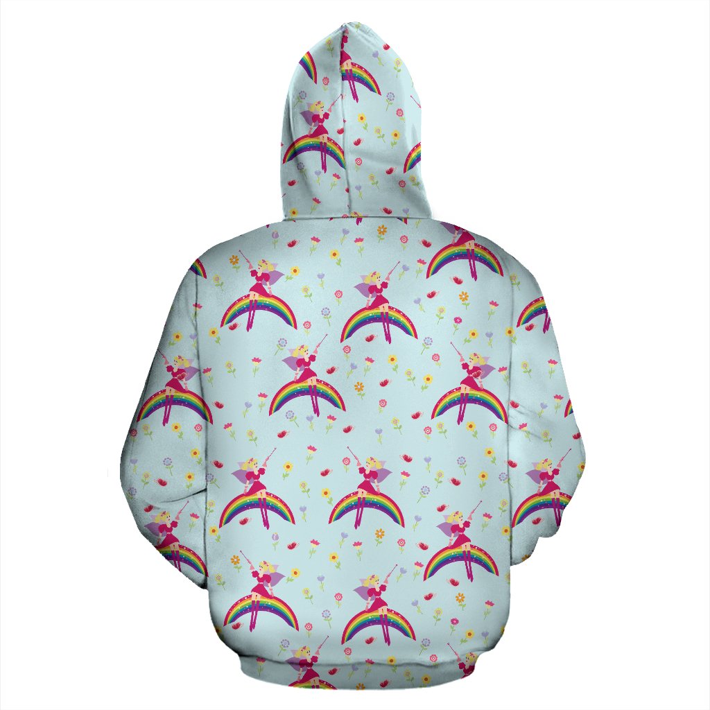 Fairy with Rainbow Print Pattern Zip Up Hoodie