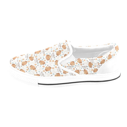 Vizslas Print Design LKS301 White Slip Ons Canvas Women's Shoes