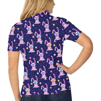 Rabbit Baby Pattern Print Design RB015 Women's Polo Shirt