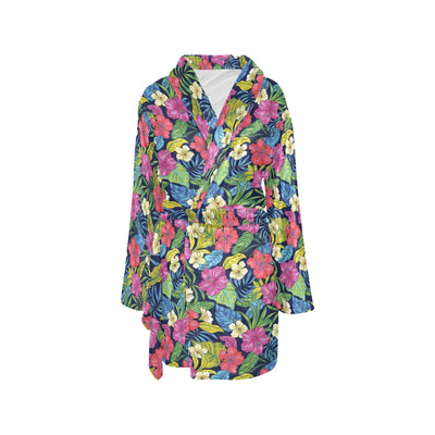 Hibiscus Print Design LKS3010 Women's Fleece Robe