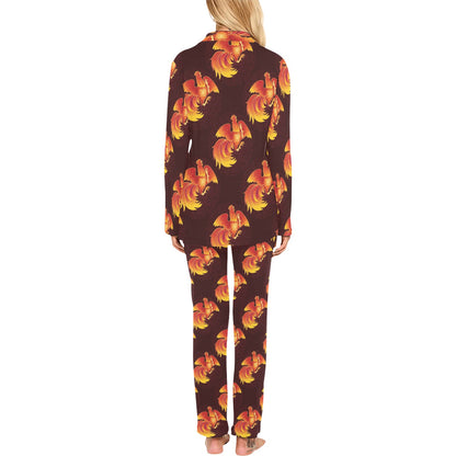 Rooster Pattern Print Design A04 Women's Long Pajama Set