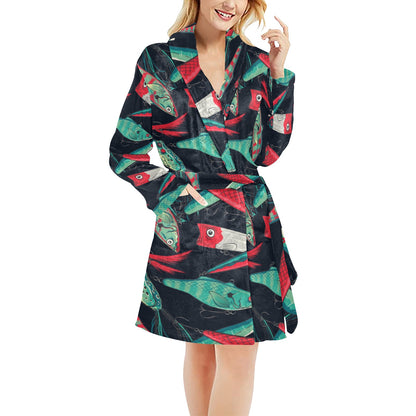 Fishing Bait Pattern Women's Fleece Robe