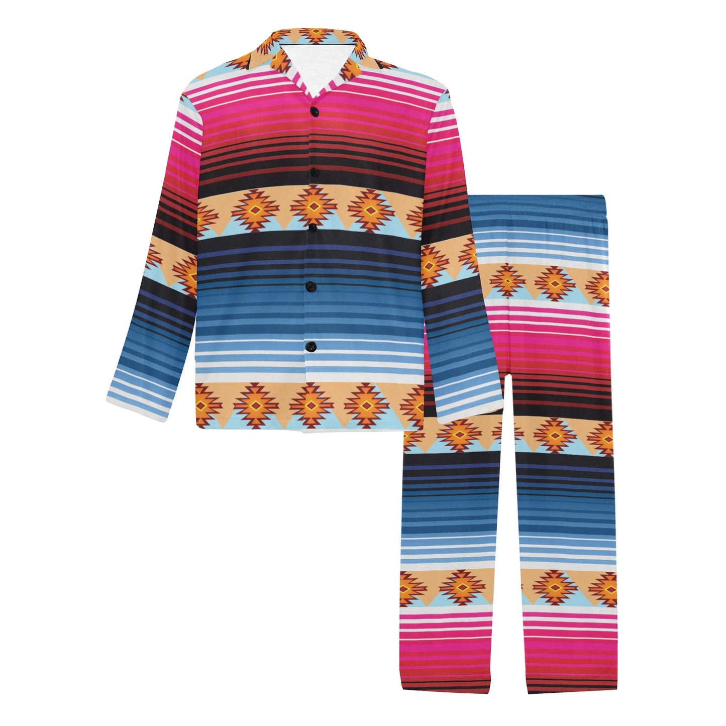 Mexican Pattern Print Design 03 Men's Long Pajama Set