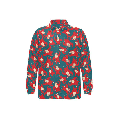 Chimpanzee Pattern Print Design 04 Long Sleeve Polo Shirt For Men's