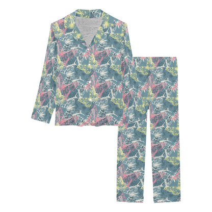 Butterfly Pattern Print Design 01 Women's Long Pajama Set