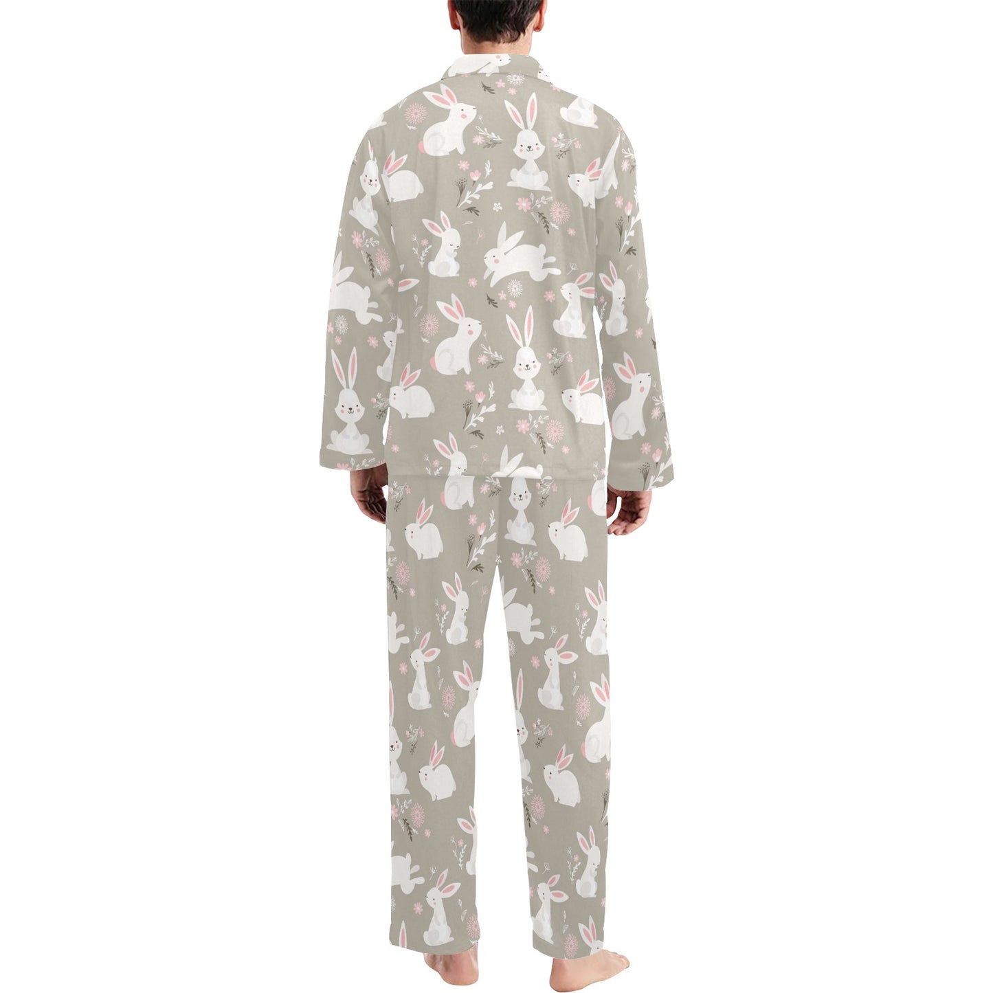 Rabbit Pattern Print Design RB03 Men's Long Pajama Set