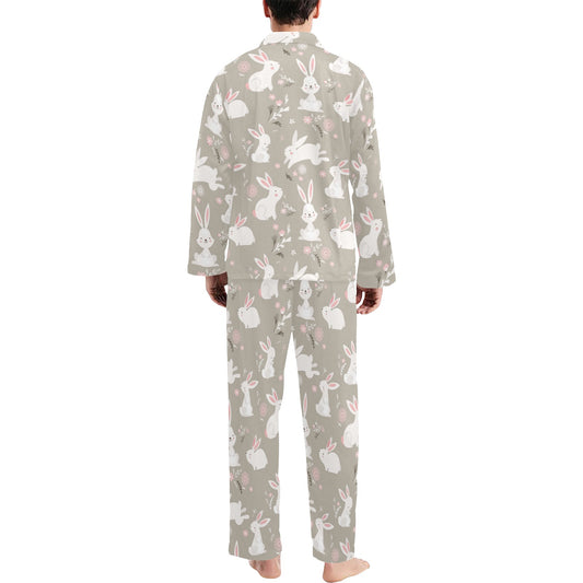 Rabbit Pattern Print Design RB03 Men's Long Pajama Set