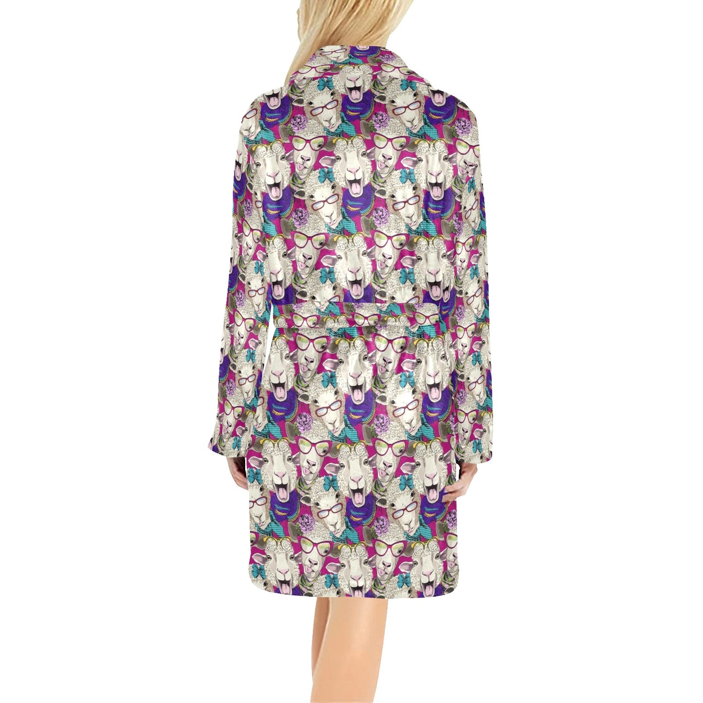 Sheep Print Design LKS403 Women's Fleece Robe