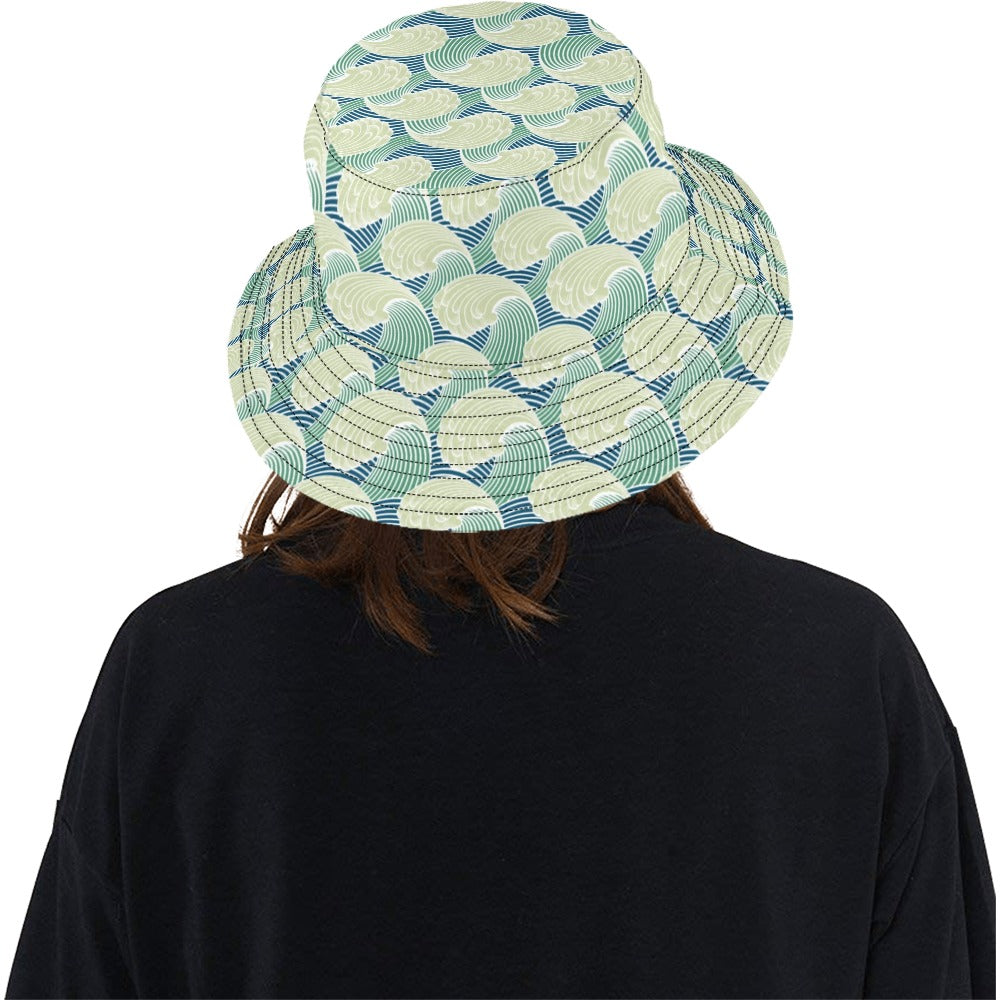 Wave Japan Style Print Design LKS302 Unisex Bucket Hat