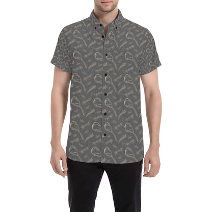 Steak Print Design LKS302 Men Short Sleeve Button Up Shirt