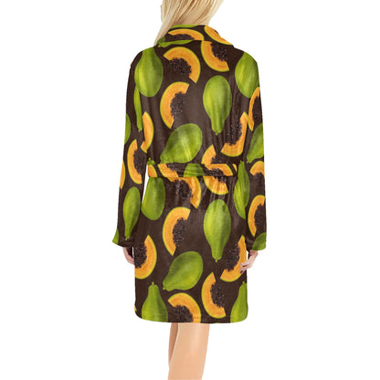 Papaya Pattern Print Design PP04 Women's Fleece Robe