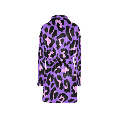 Cheetah Purple Neon Print Pattern Women's Fleece Robe