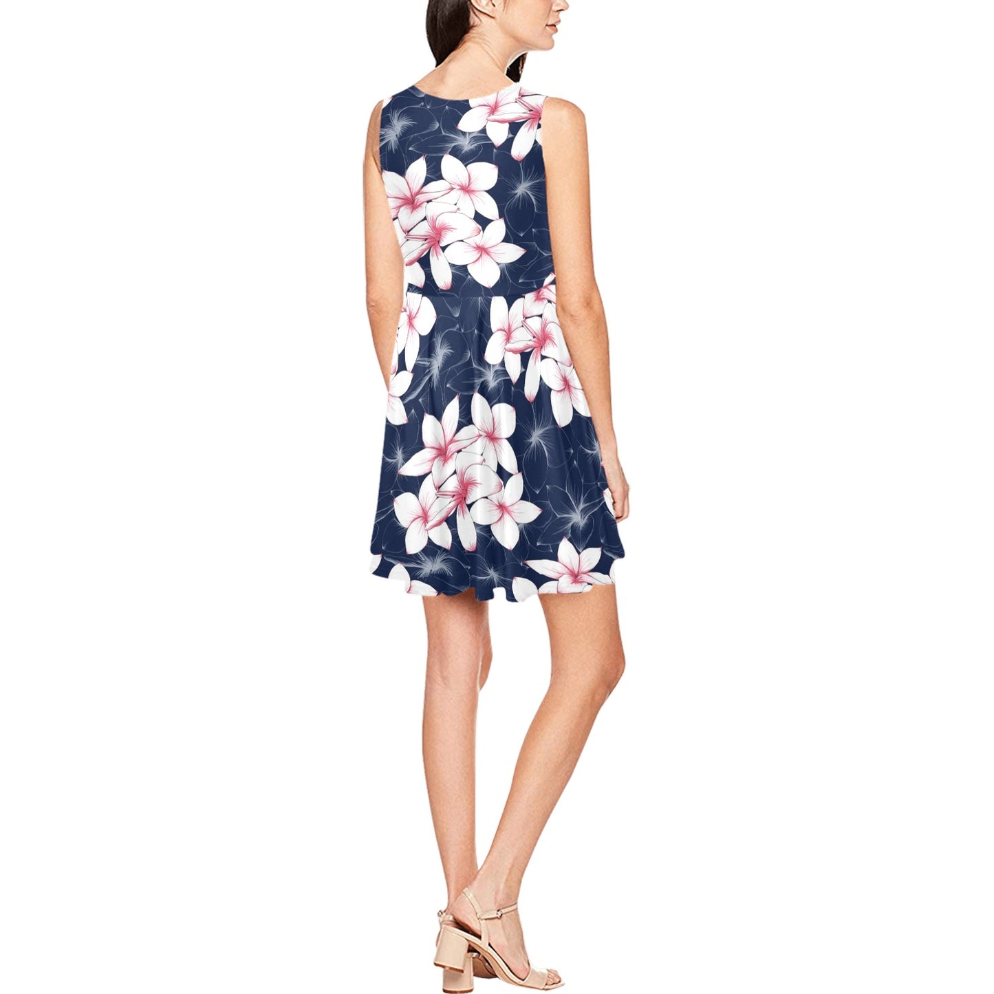 Plumeria Pattern Print Design PM017 Sleeveless Dress