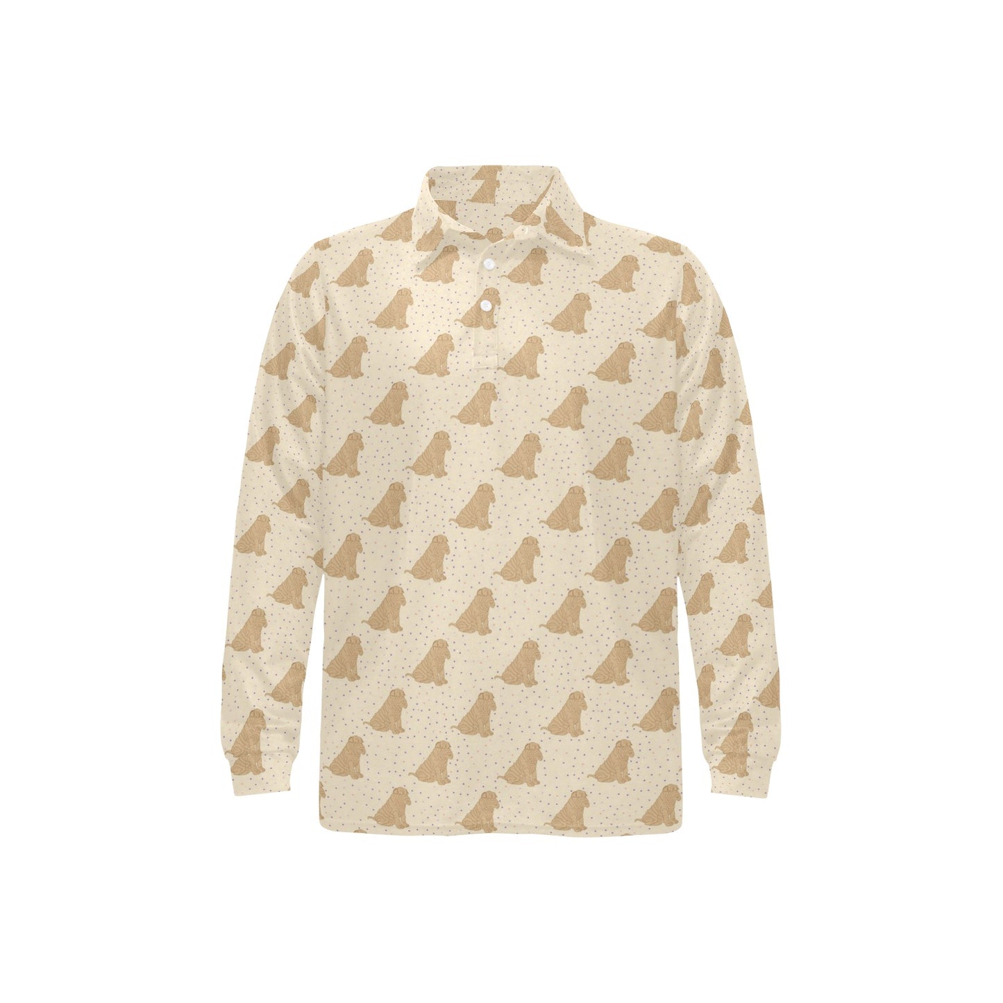 Chinese Shar Pei Pattern Print Design 01 Long Sleeve Polo Shirt For Men's