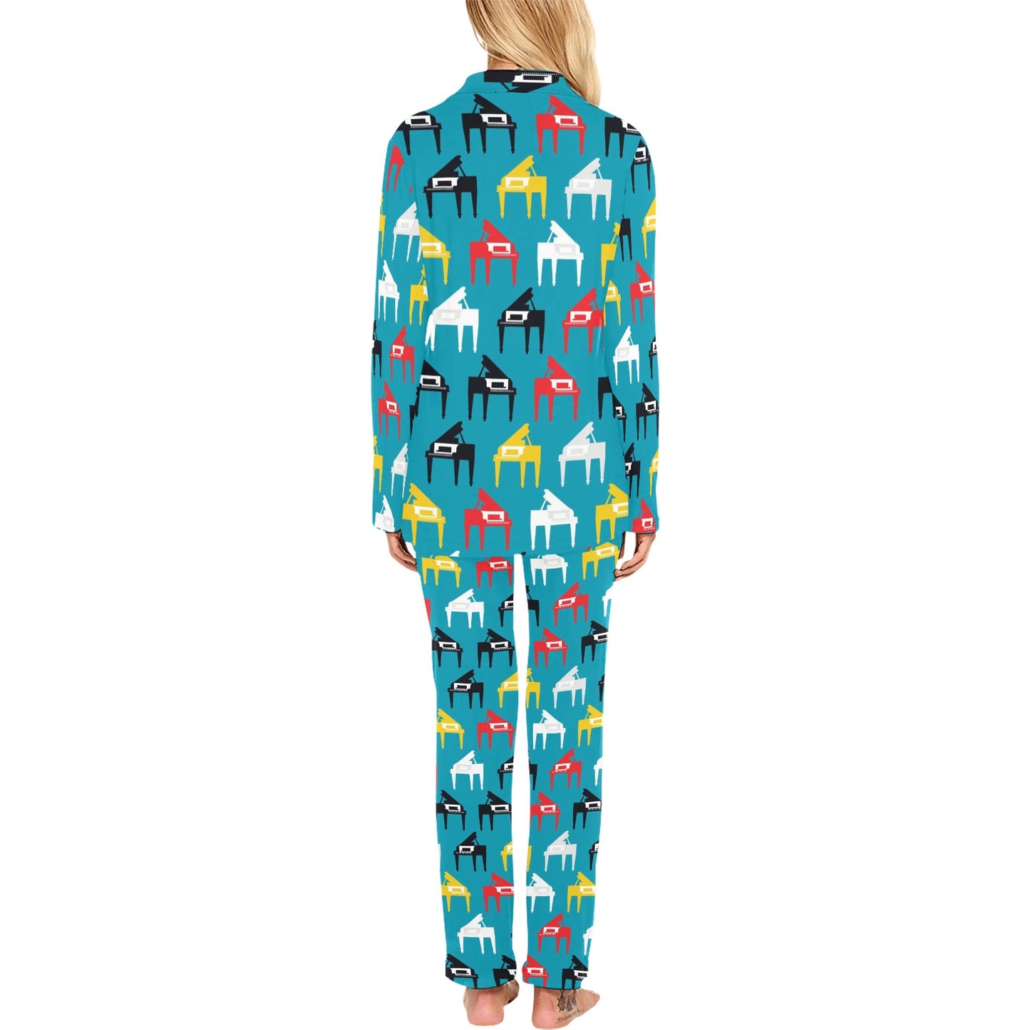 Piano Print Design LKS403 Women's Long Pajama Set
