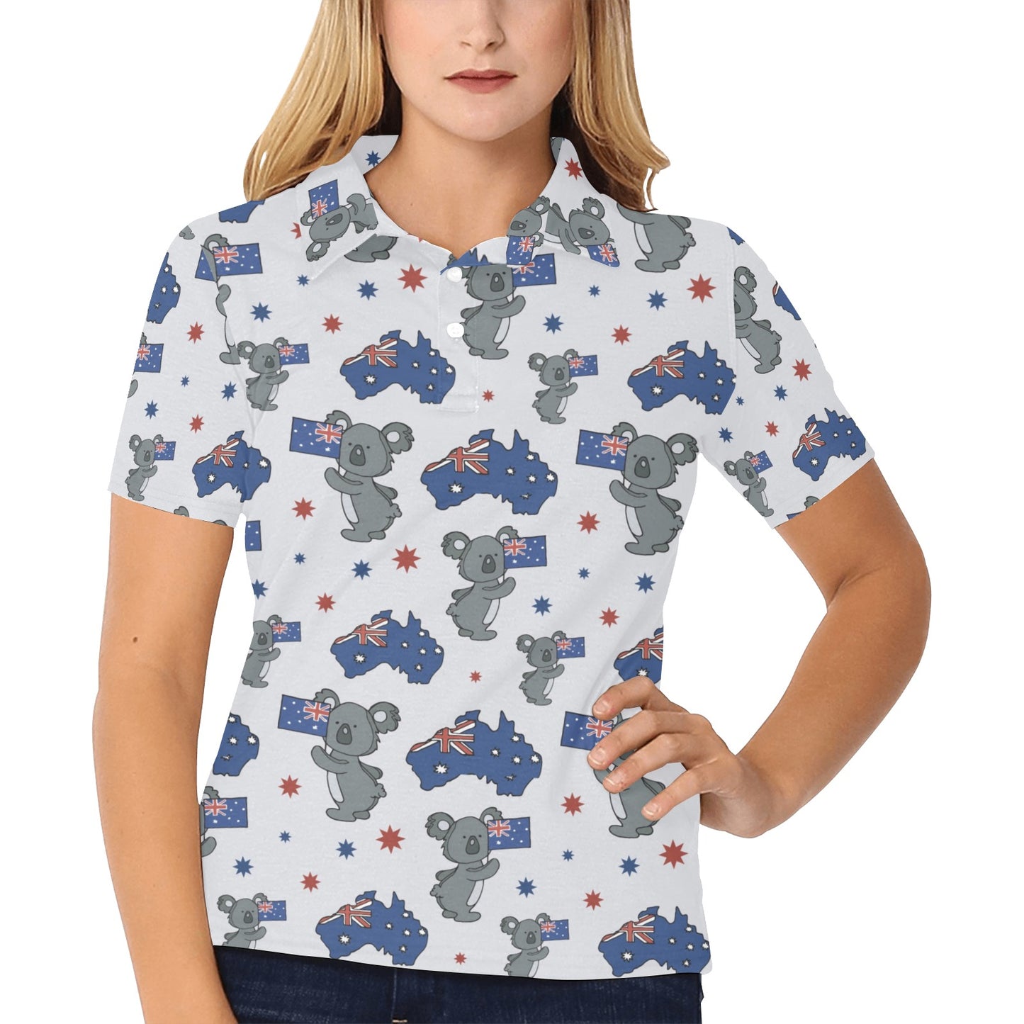 Koala Australia Day Themed Design Women's Polo Shirt