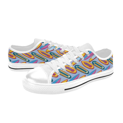 Surfboard Pattern Print Design LKS303 Women's White Low Top Shoes