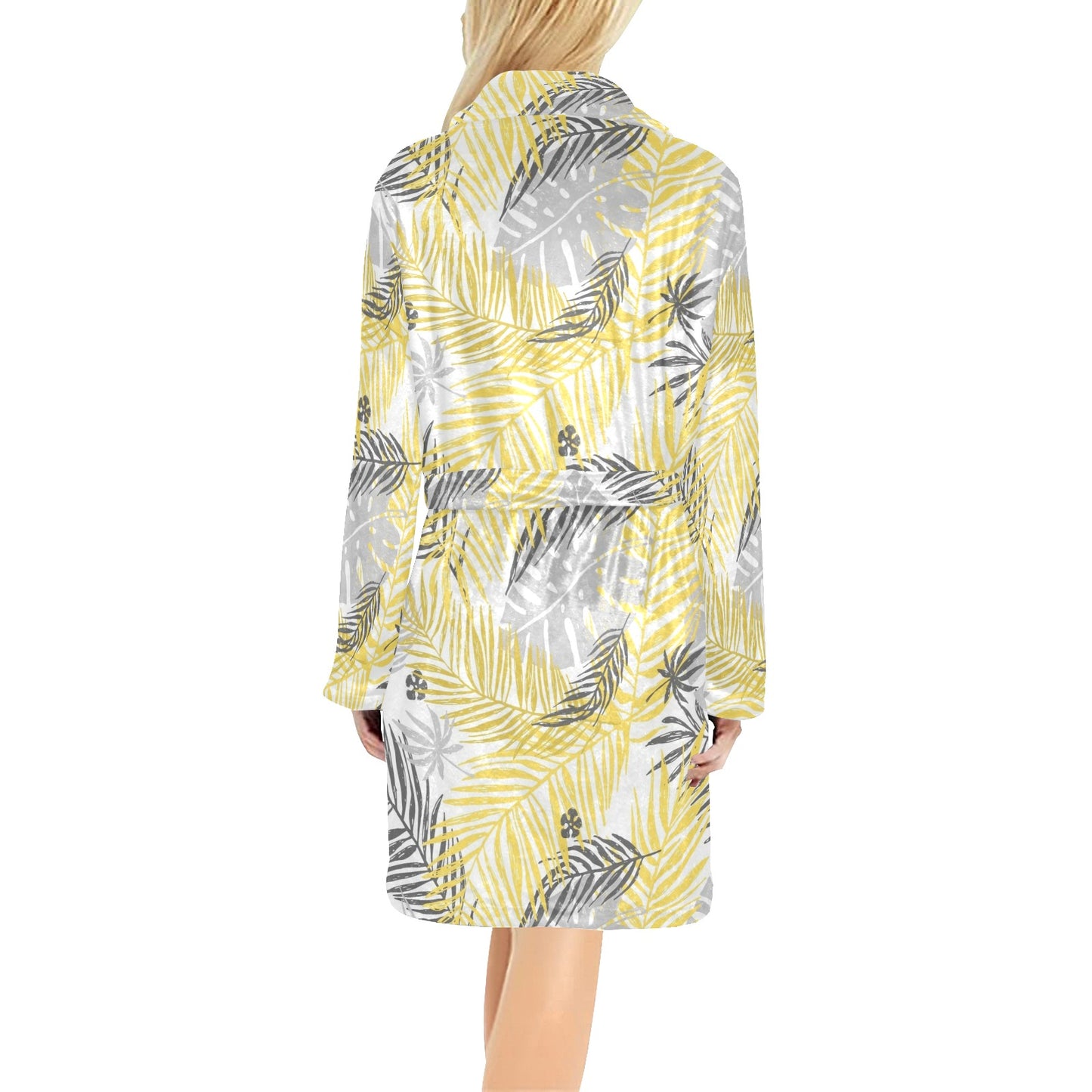 Palm Leaves Pattern Print Design PL012 Women's Fleece Robe