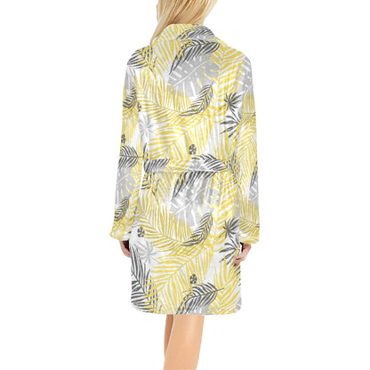 Palm Leaves Pattern Print Design PL012 Women's Fleece Robe