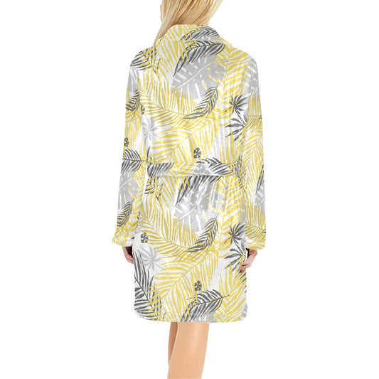 Palm Leaves Pattern Print Design PL012 Women's Fleece Robe