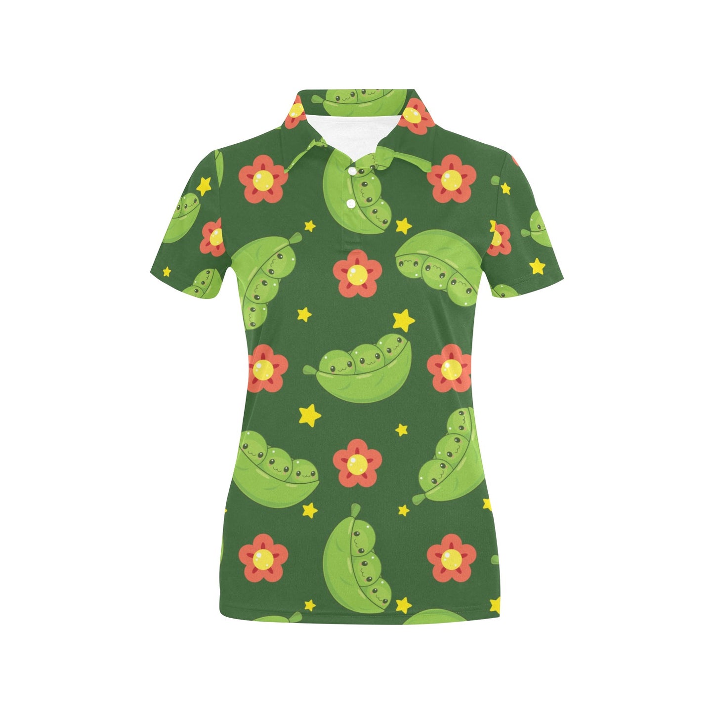 Peas Pattern Print Design A01 Women's Polo Shirt