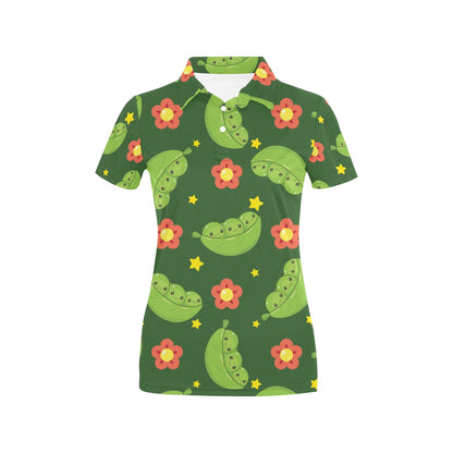 Peas Pattern Print Design A01 Women's Polo Shirt