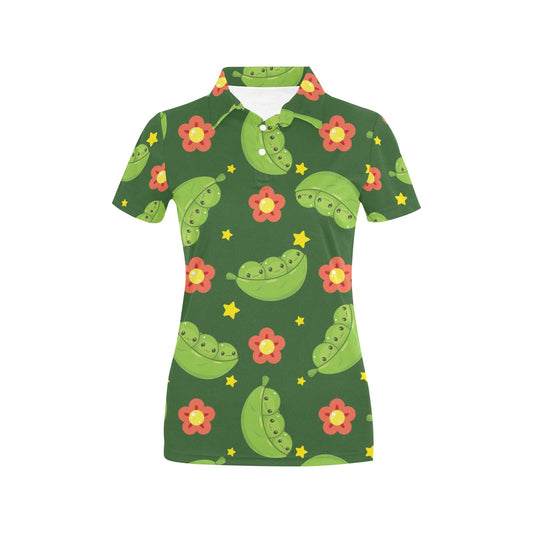 Peas Pattern Print Design A01 Women's Polo Shirt