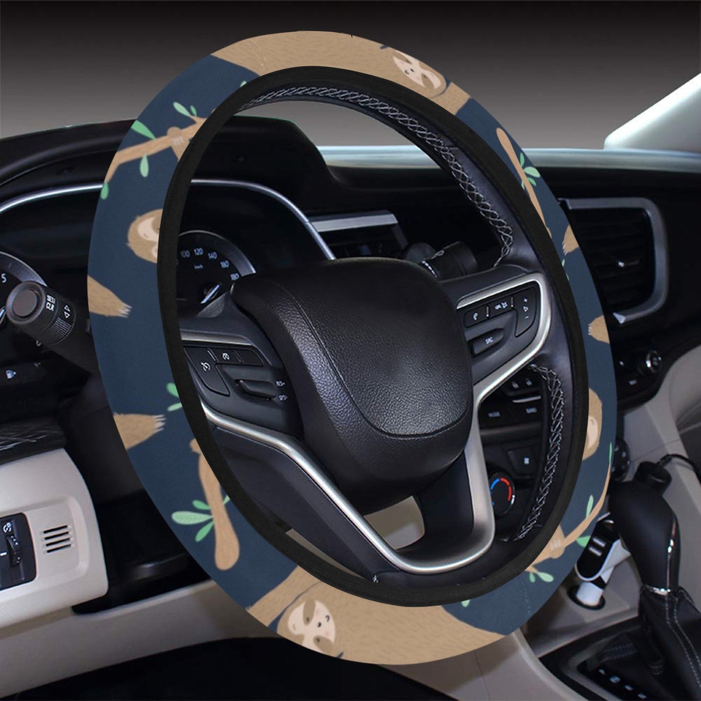 Sloth Print Design LKS307 Steering Wheel Cover with Elastic Edge