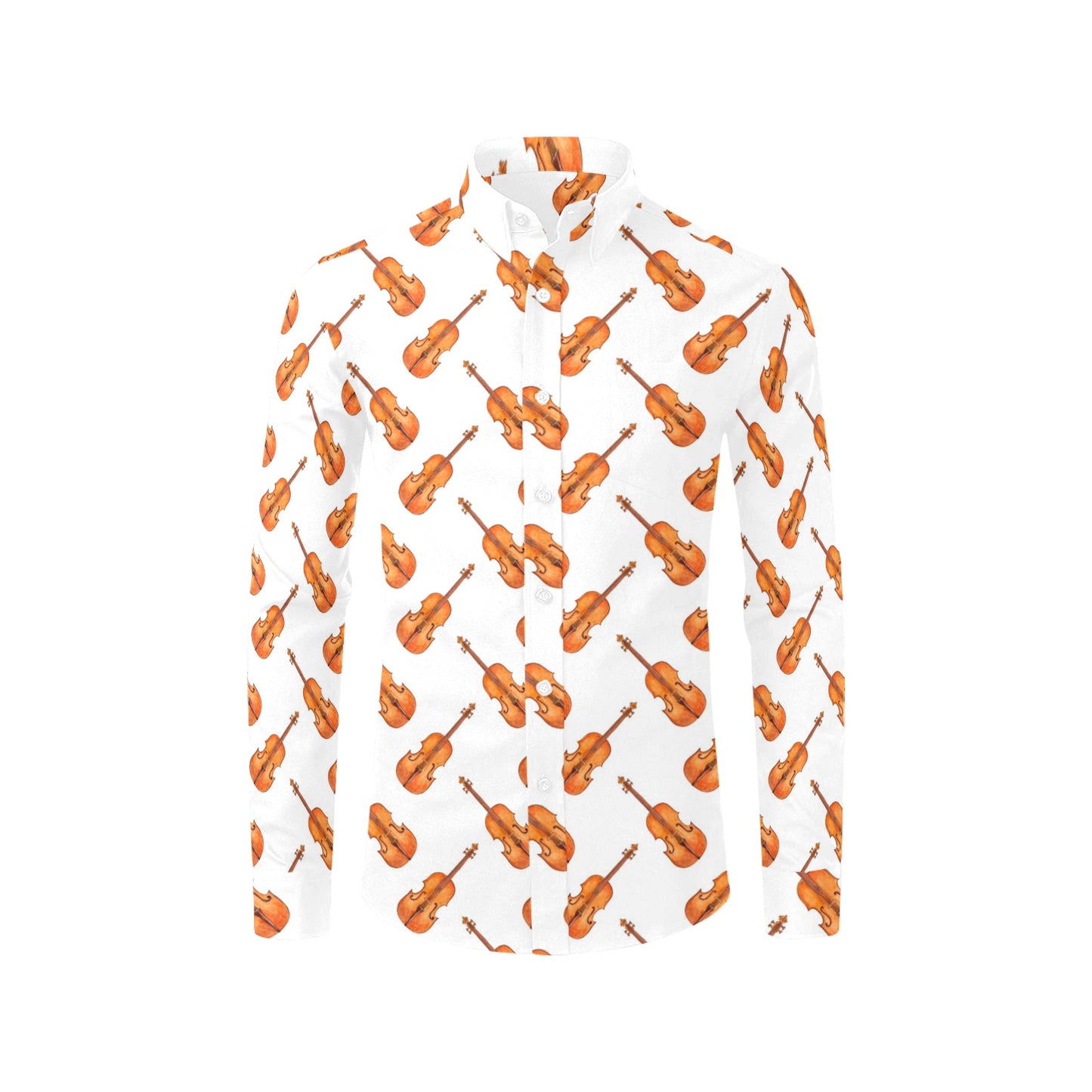 Violin Print Design LKS401 Men's Long Sleeve Dress Shirt