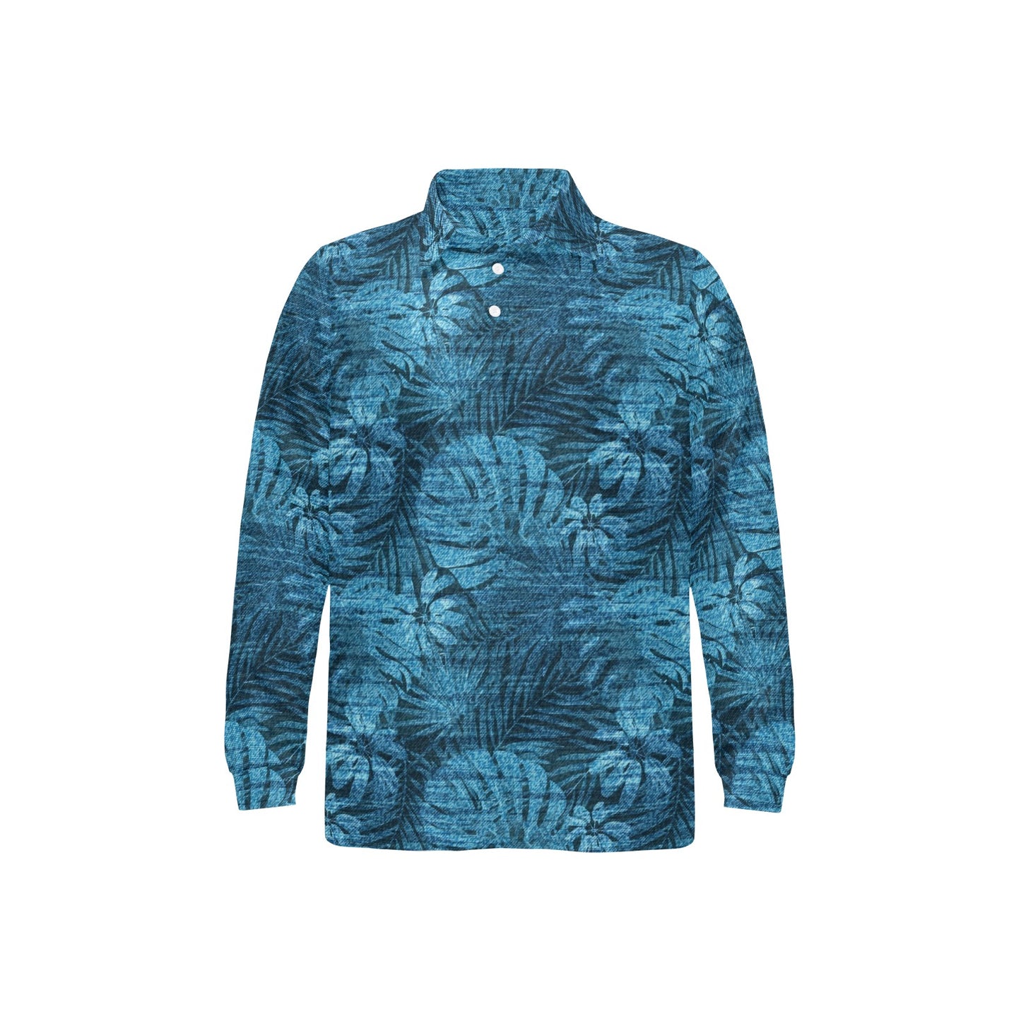 Jean Tropical Pattern Print Design 04 Long Sleeve Polo Shirt For Men's