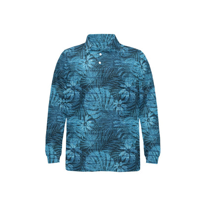 Jean Tropical Pattern Print Design 04 Long Sleeve Polo Shirt For Men's