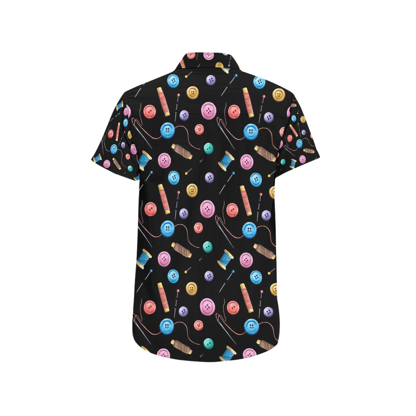 Sewing Print Design LKS309 Men Short Sleeve Button Up Shirt