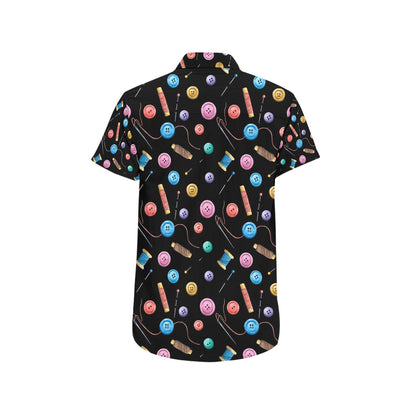 Sewing Print Design LKS309 Men Short Sleeve Button Up Shirt