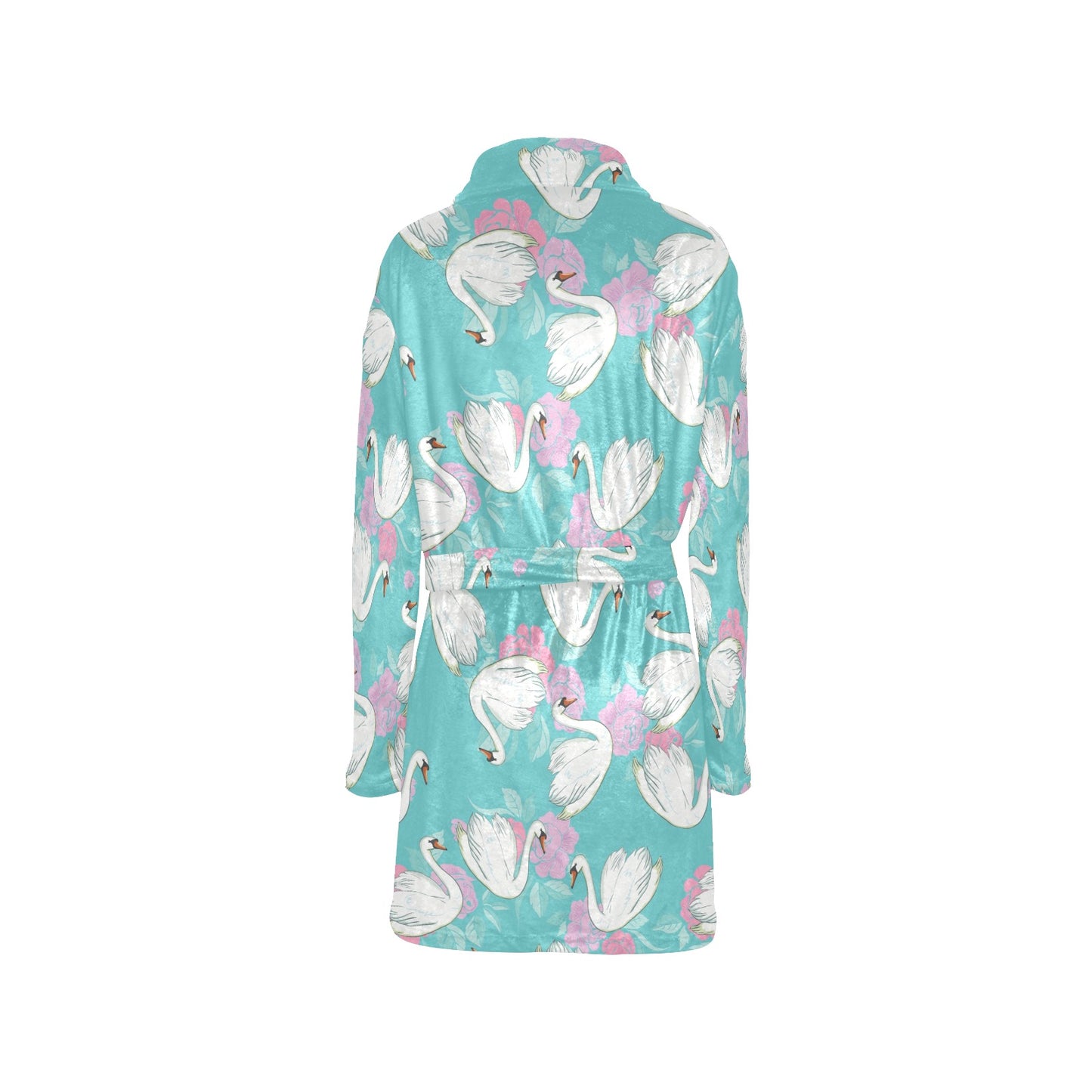 Swan Pattern Print Design 03 Women's Fleece Robe