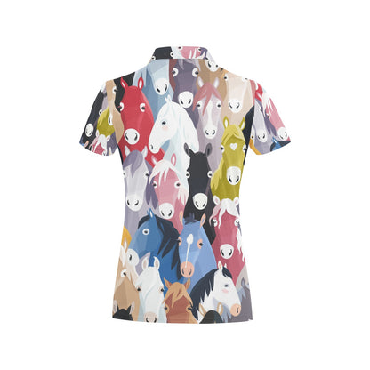 Colorful Horse Pattern Women's Polo Shirt