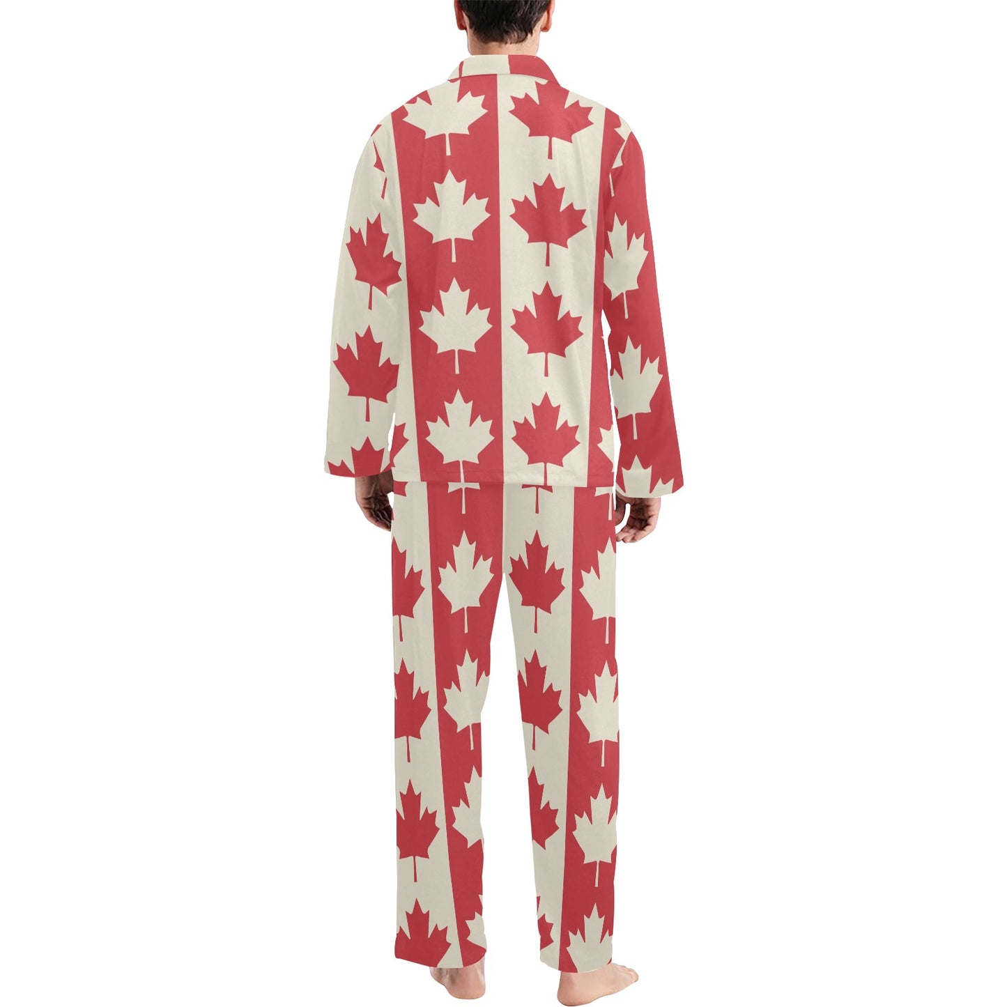 Maple Leaf Pattern Print Design 02 Men's Long Pajama Set