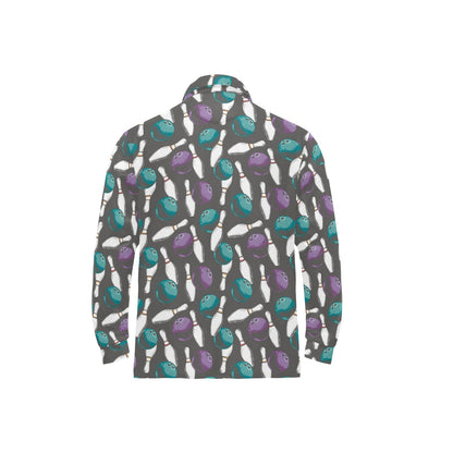 Bowling Pattern Print Design 03 Long Sleeve Polo Shirt For Men's